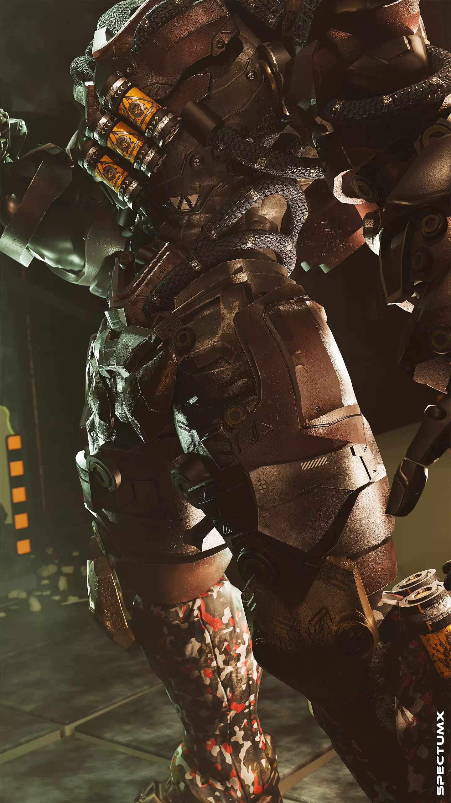 Sci-fi Heavy Combat Armor Character Low-poly 3D model_9