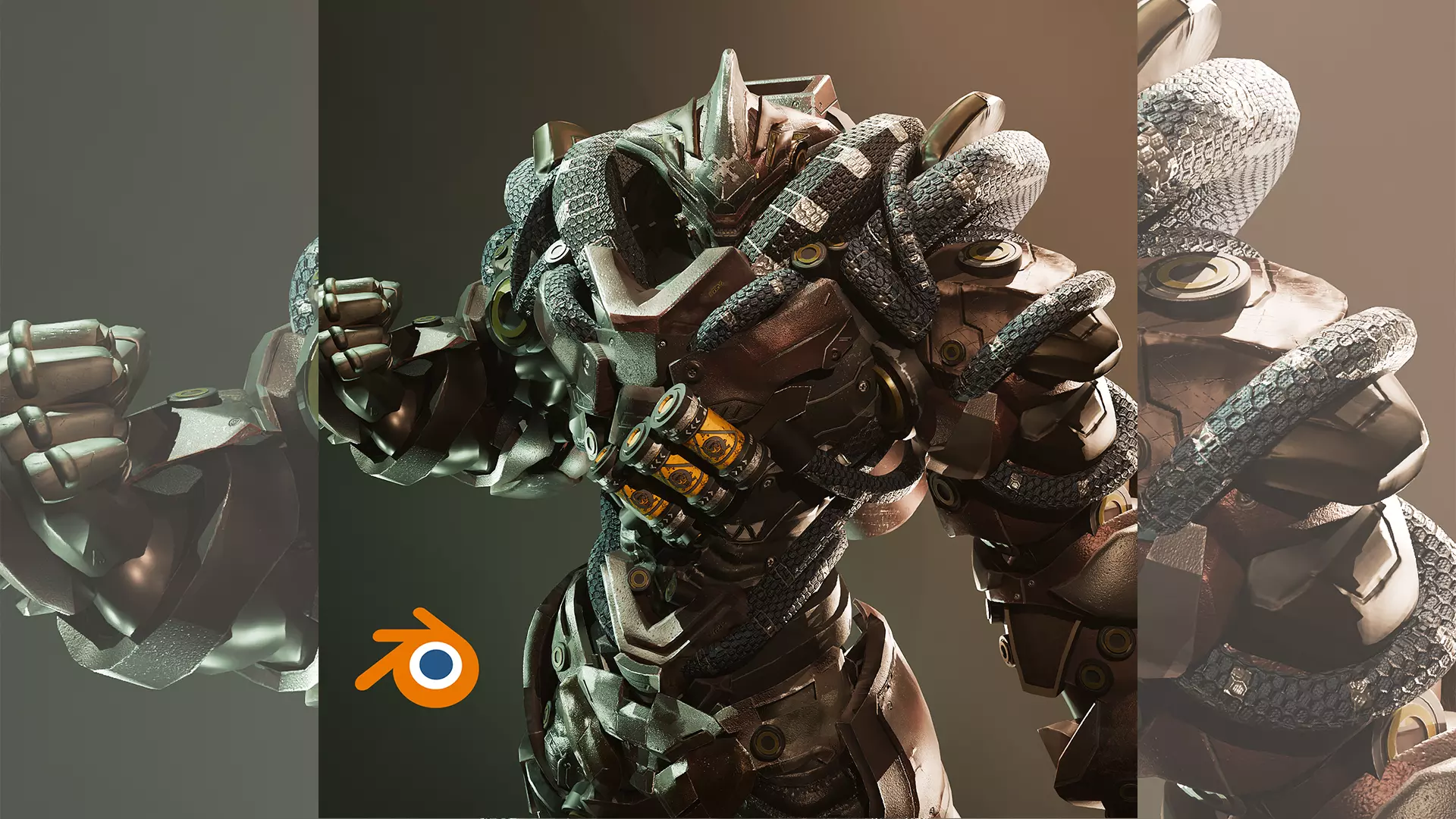 Sci-fi Heavy Combat Armor Character Low-poly 3D model_0