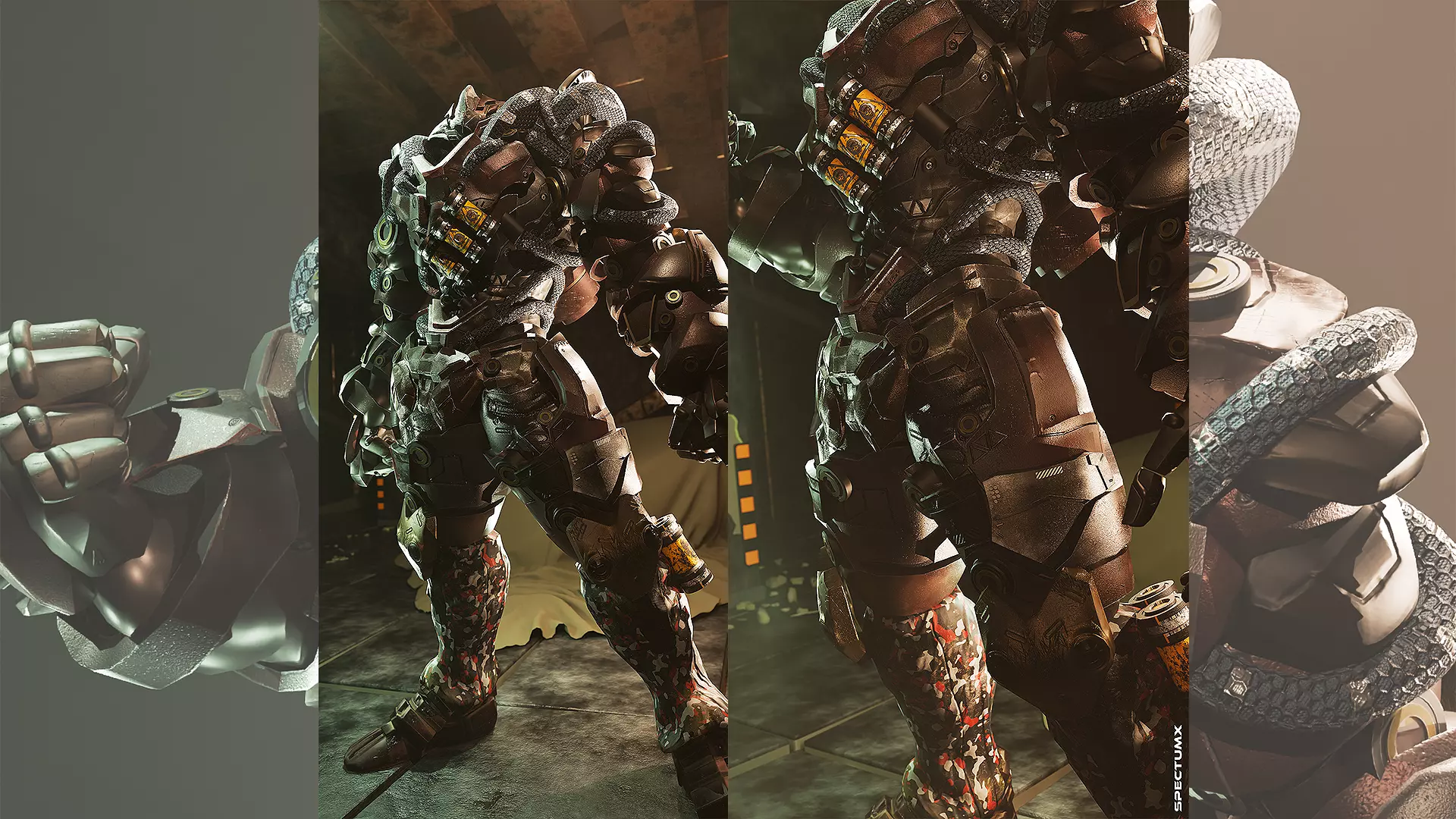 Sci-fi Heavy Combat Armor Character Low-poly 3D model_4