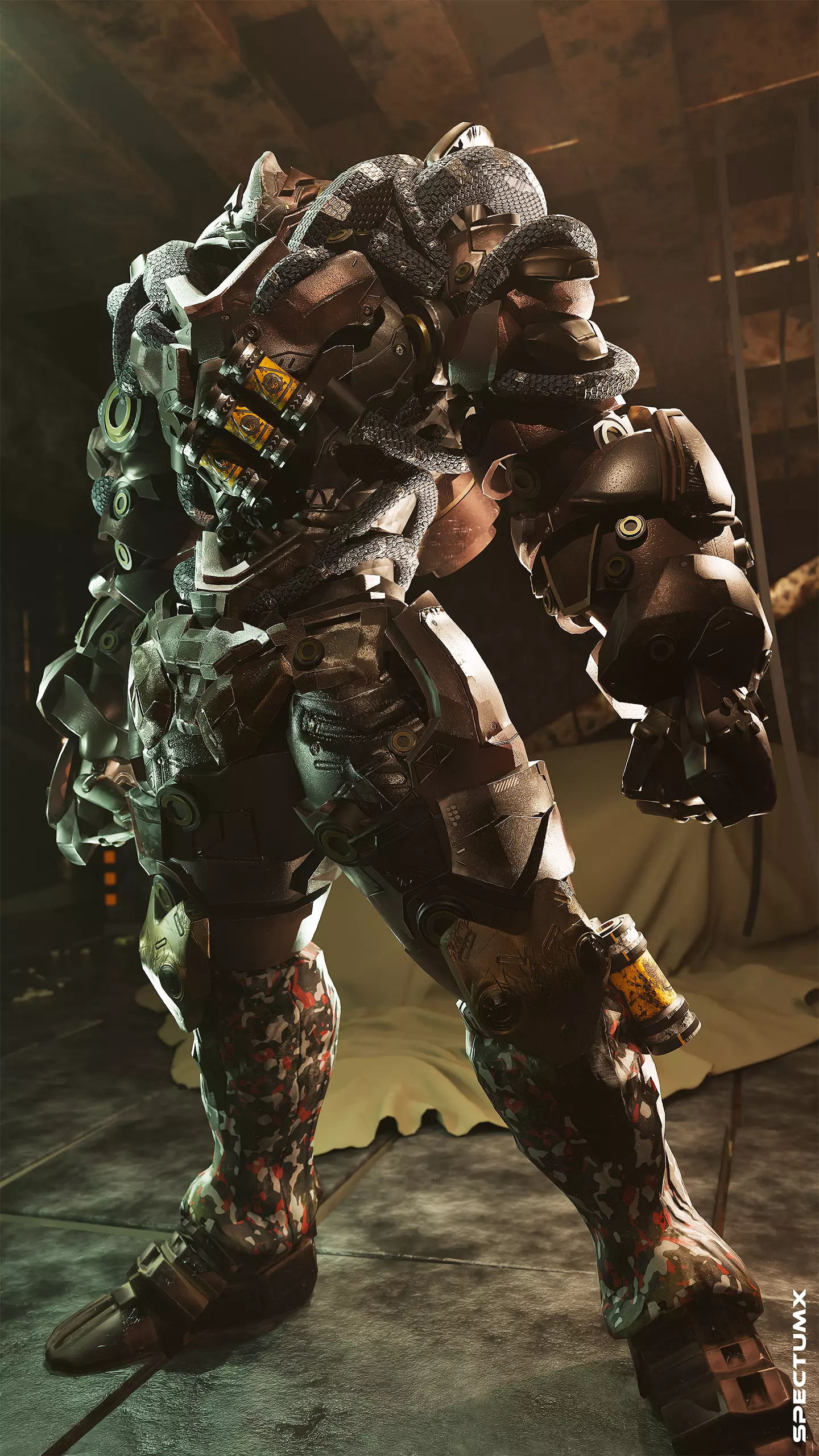 Sci-fi Heavy Combat Armor Character Low-poly 3D model_7