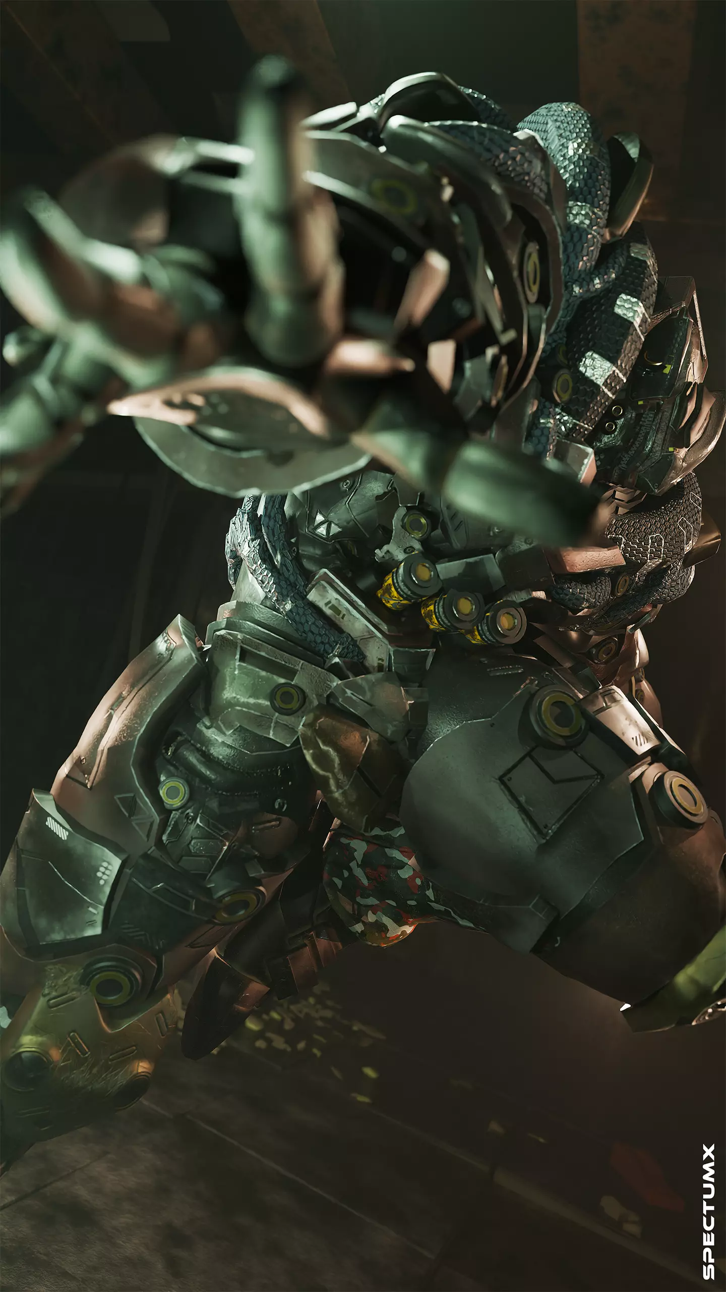 Sci-fi Heavy Combat Armor Character Low-poly 3D model_6