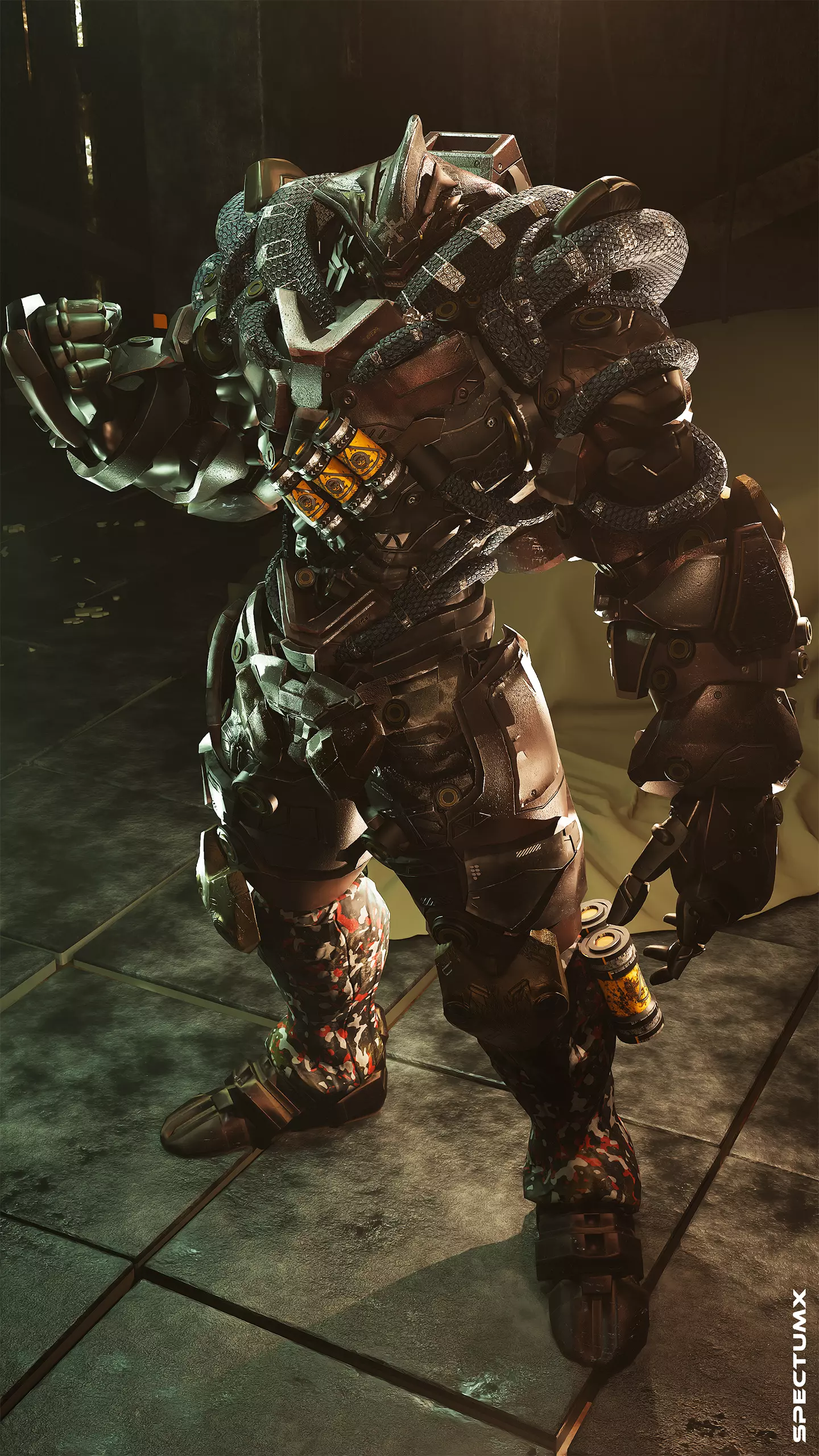 Sci-fi Heavy Combat Armor Character Low-poly 3D model_5