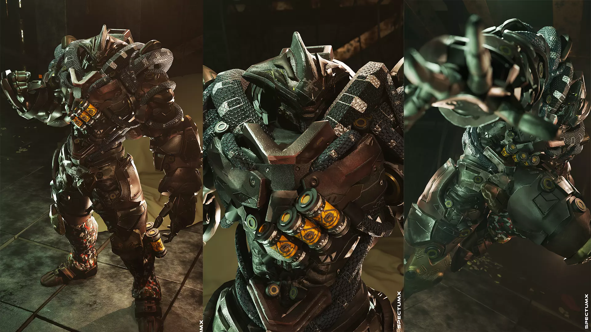 Sci-fi Heavy Combat Armor Character Low-poly 3D model_3