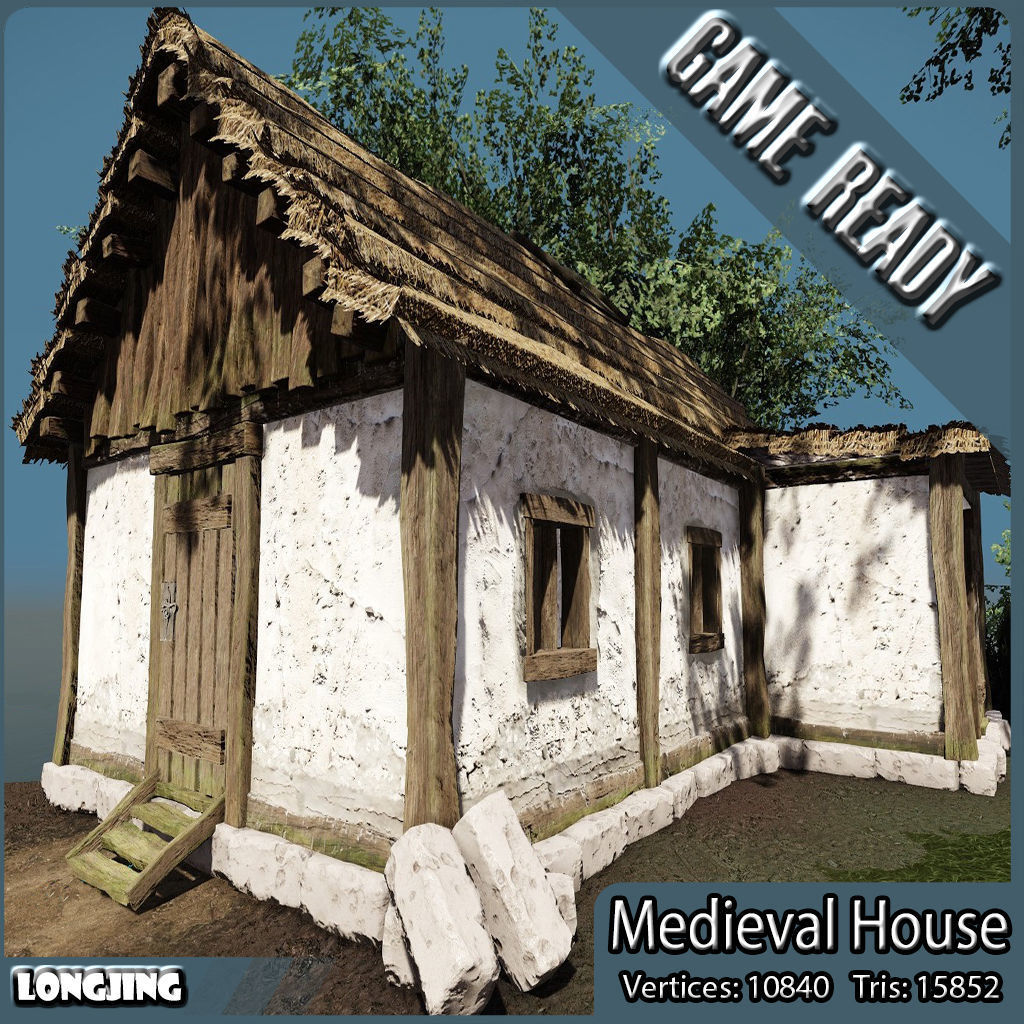 Medieval House Low poly  Low-poly 3D model_1