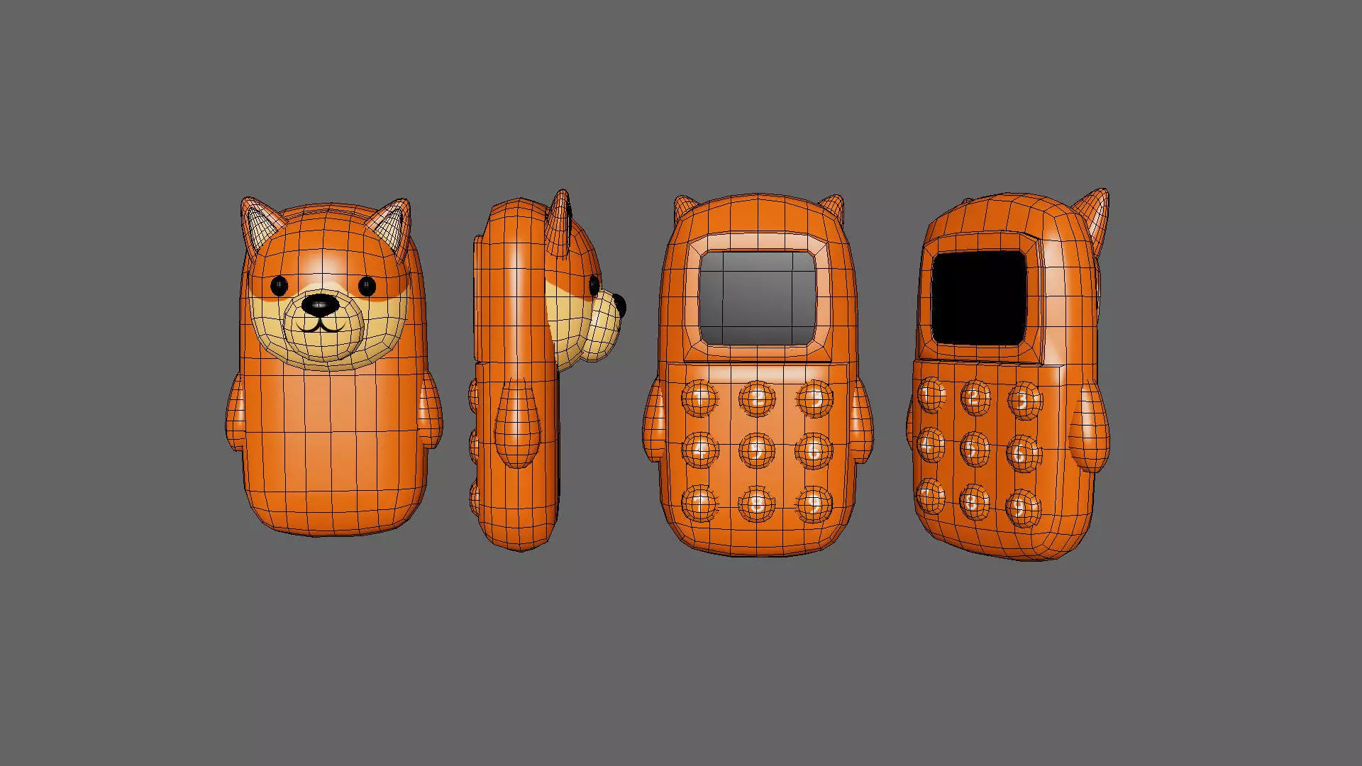 Fox Phone Toy Low-poly 3D model_7