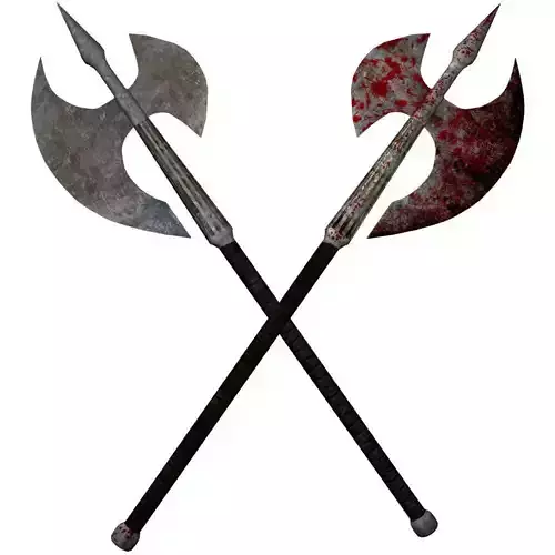 Two-Handed Axe clean and bloody Low poly Low-poly 3D model