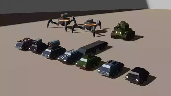 Modular Stylised Vehicles 3D model