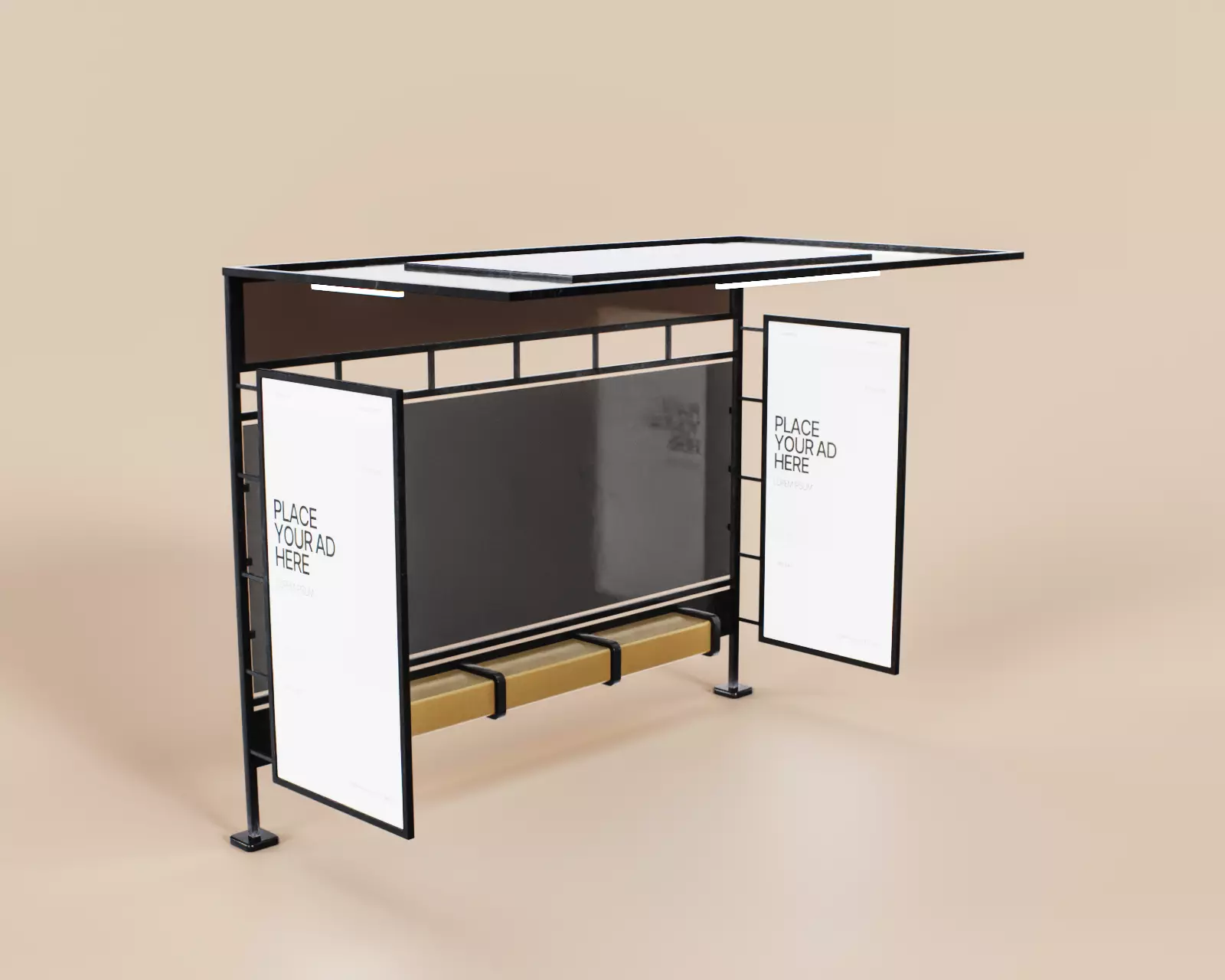 Bus Stop Type A Low-poly 3D model_10