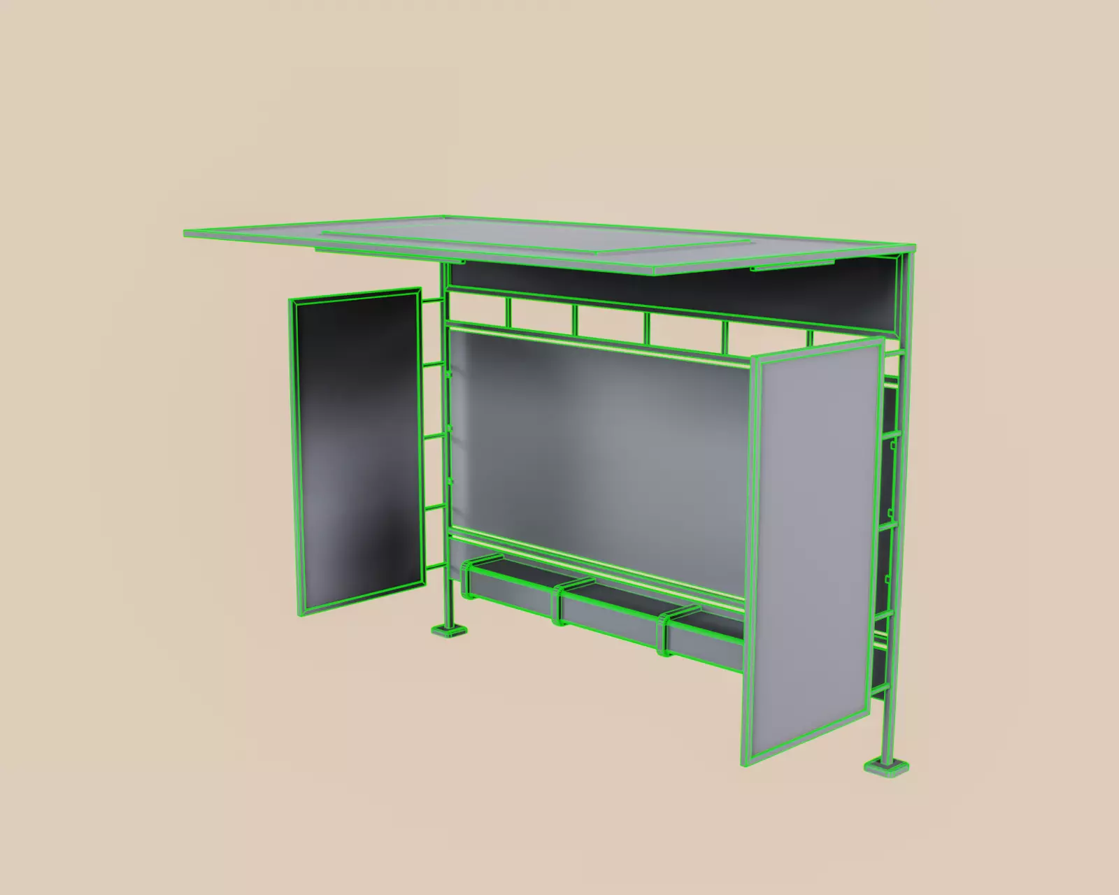 Bus Stop Type A Low-poly 3D model_32