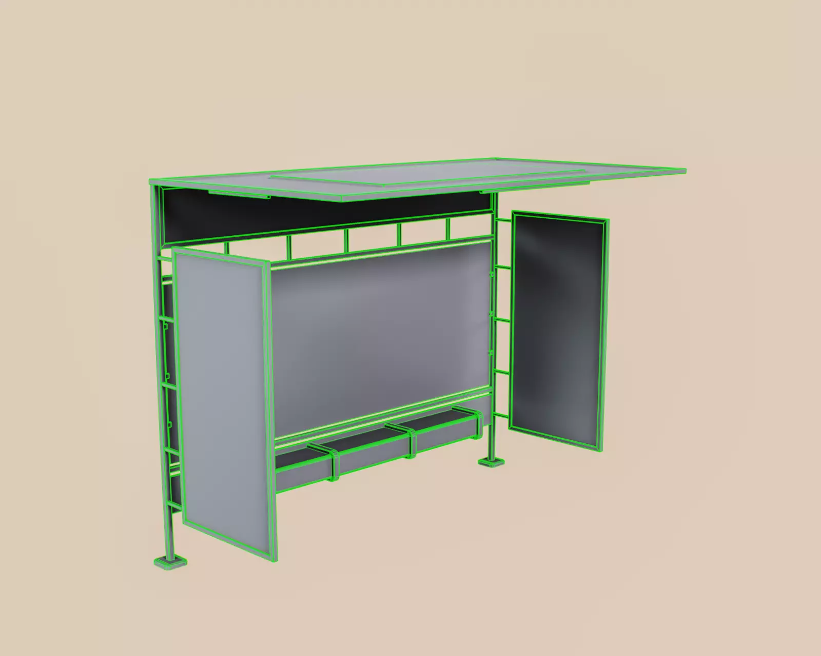 Bus Stop Type A Low-poly 3D model_26