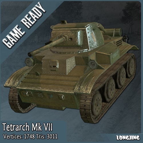 Light Tank Mk VII Tetrarch Low poly Free low-poly 3D model