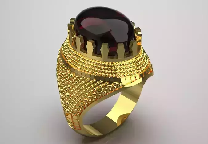 Classic design man ring with red stone model mr0236 3D print model