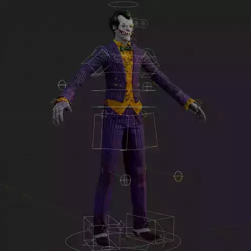 Joker 3D Model Arkham Knight Stylized Rigged PBR Blender FBX Low-poly 3D model