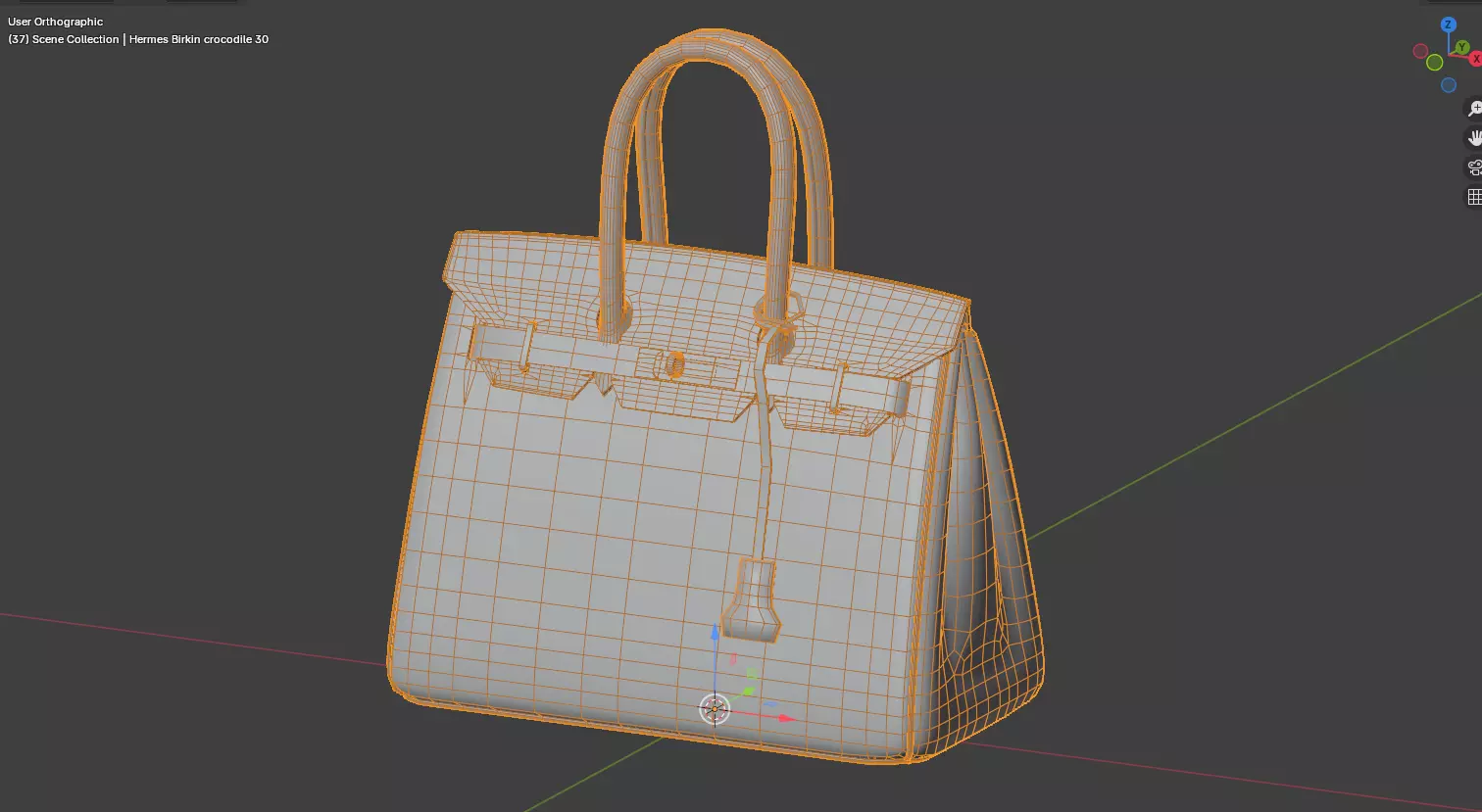 Hermes Birkin Crocodile Moss Green 3D Model Low-poly 3D model_6