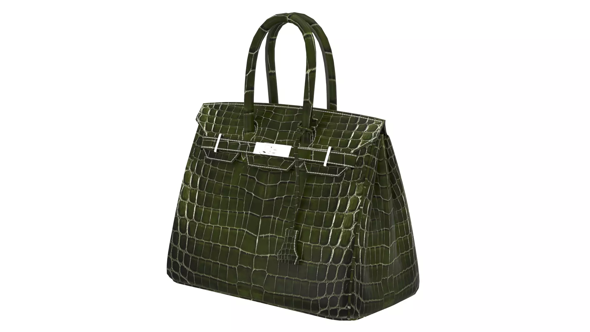 Hermes Birkin Crocodile Moss Green 3D Model Low-poly 3D model_9