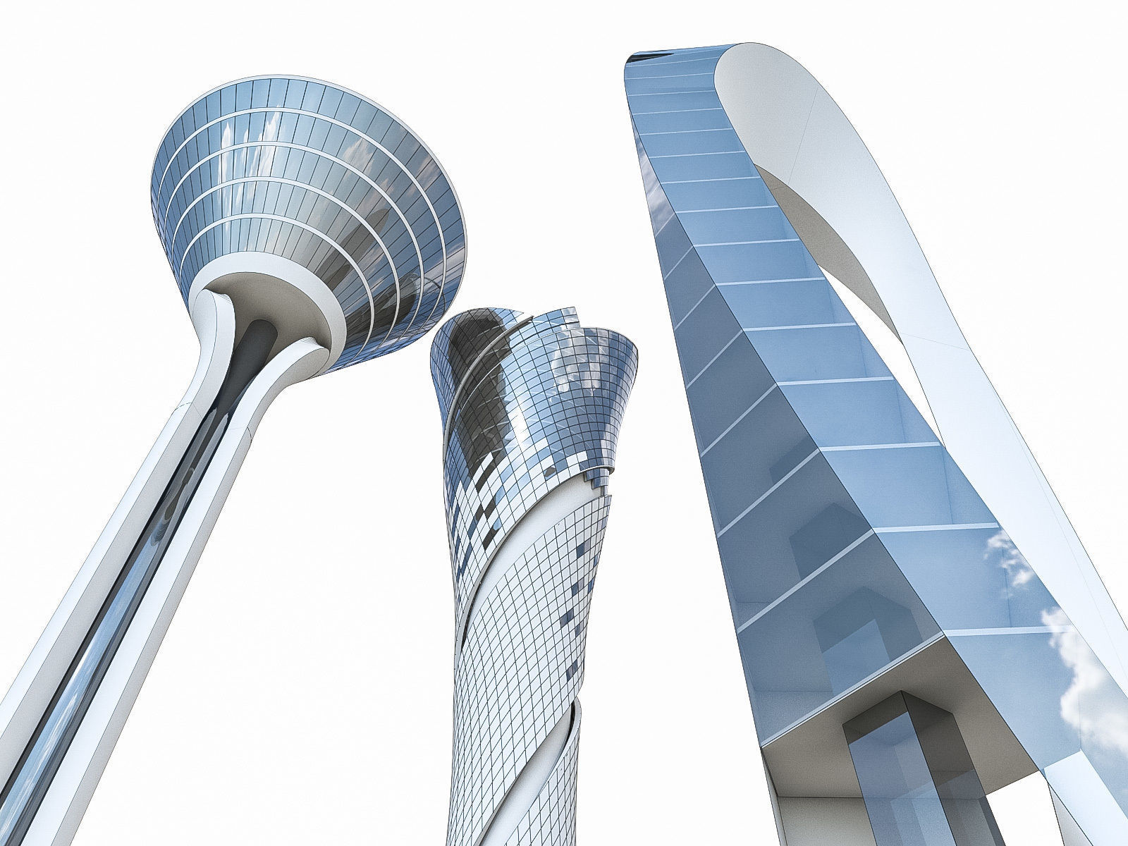 Airport Control Towers Collection Low-poly 3D model_4