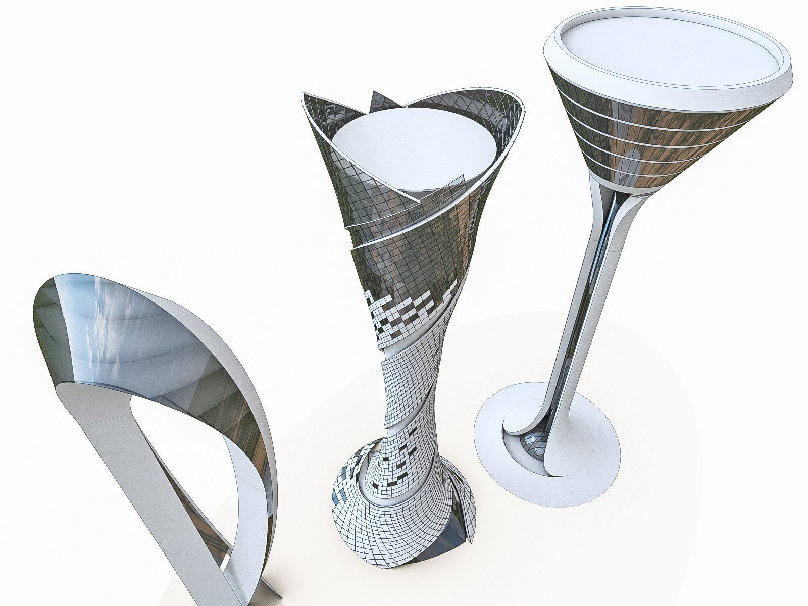 Airport Control Towers Collection Low-poly 3D model_5