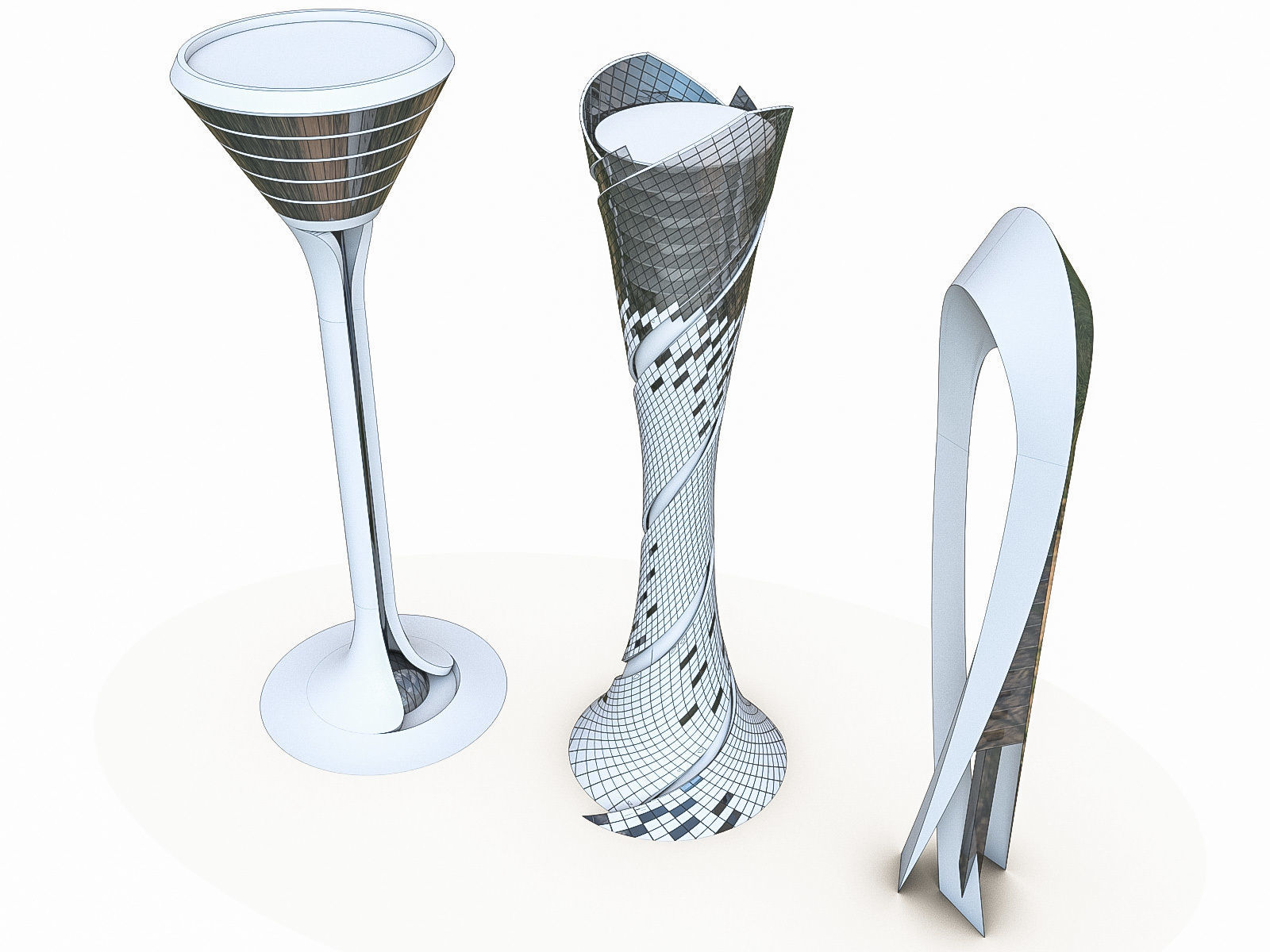 Airport Control Towers Collection Low-poly 3D model_10