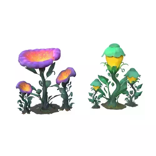 Fantasy Alien Plants 3D Model