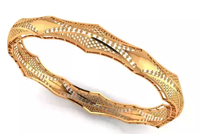1163 Ridged Hexagon Pattern Bangle 15gm 3D print model 1163 Ridged Hexagon Pattern Bangle 15gm 3D print model