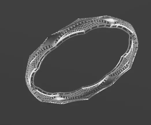 1163 Ridged Hexagon Pattern Bangle 15gm 3D print model_4