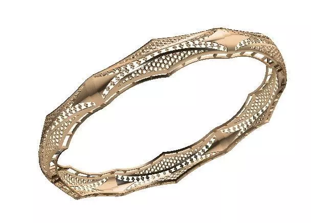 1163 Ridged Hexagon Pattern Bangle 15gm 3D print model_3