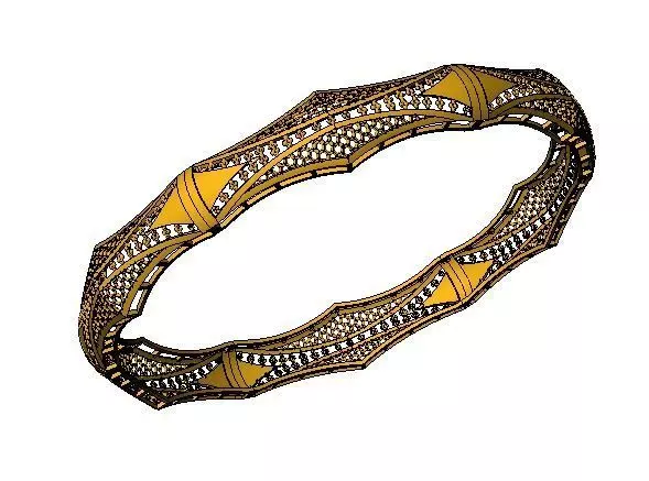 1163 Ridged Hexagon Pattern Bangle 15gm 3D print model_2