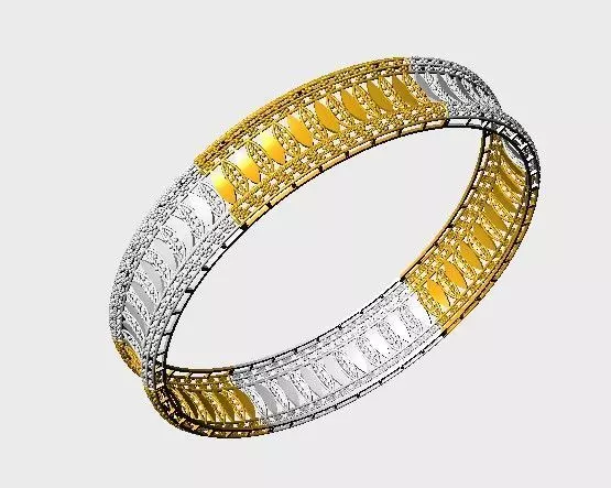 1162 Elongated Motif Band Bangle 11gm 3D print model_3