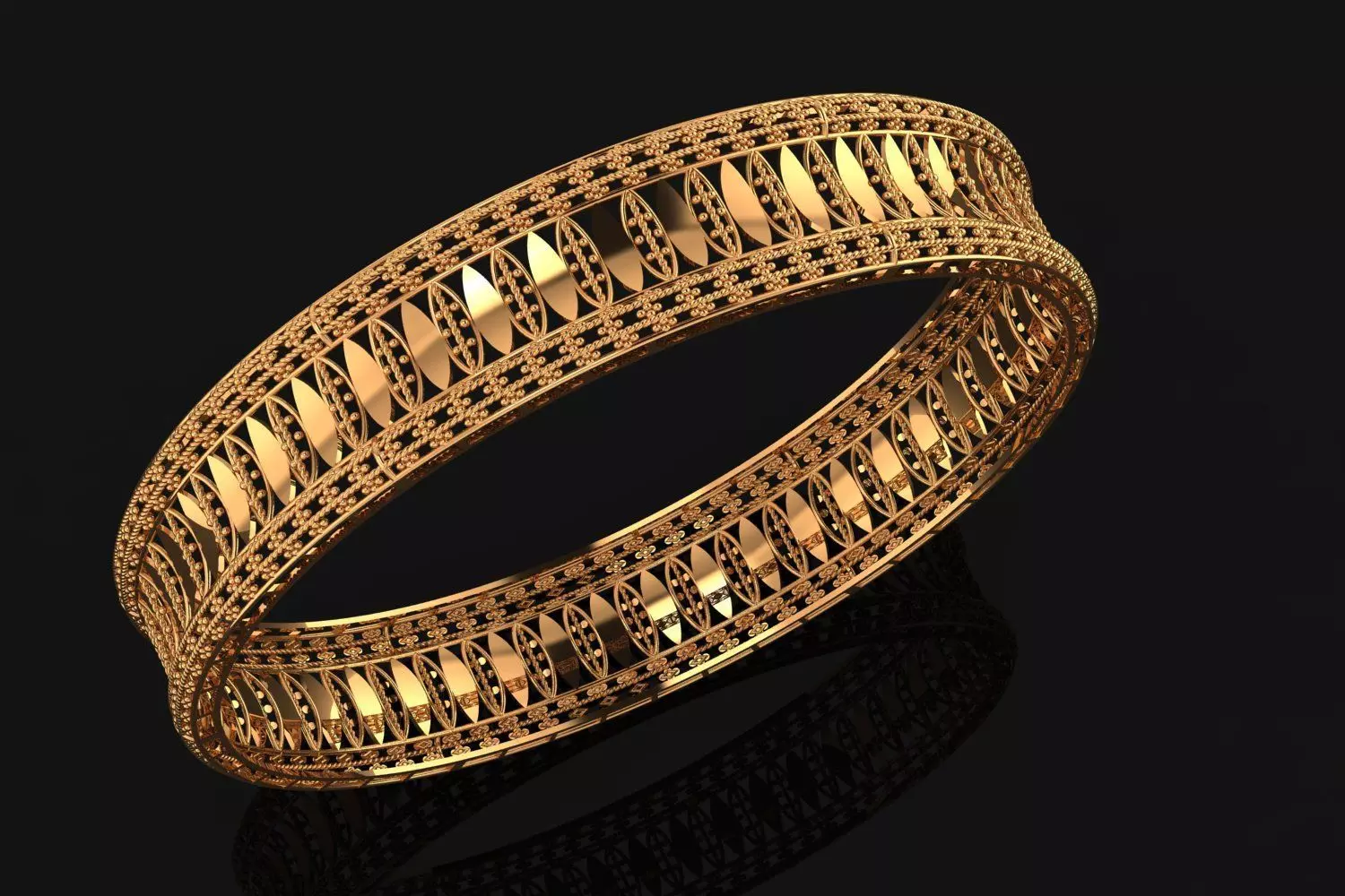 1162 Elongated Motif Band Bangle 11gm 3D print model_0