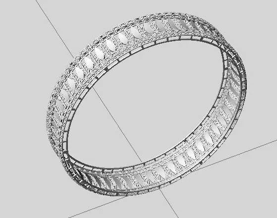 1162 Elongated Motif Band Bangle 11gm 3D print model_5