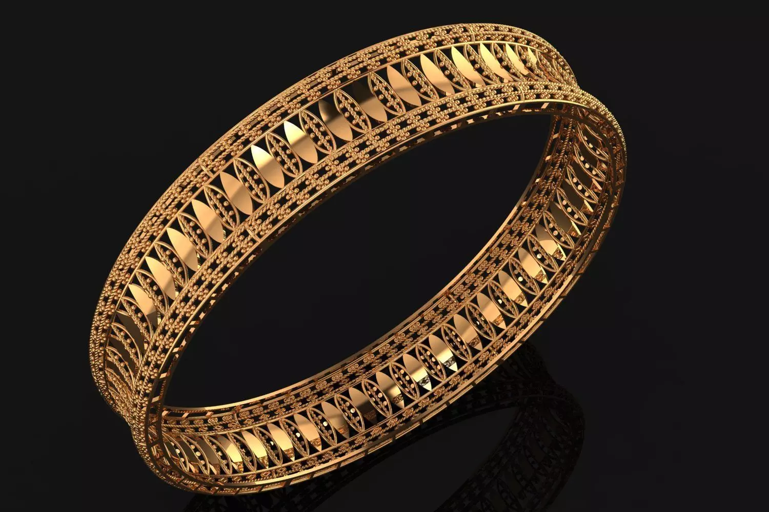 1162 Elongated Motif Band Bangle 11gm 3D print model_1