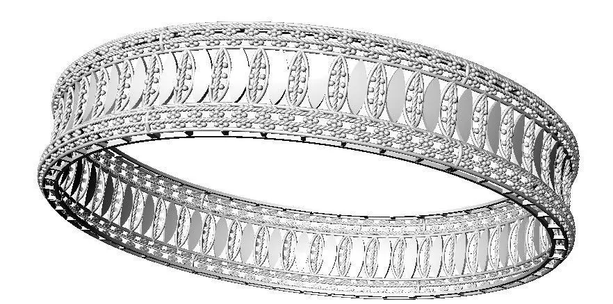 1162 Elongated Motif Band Bangle 11gm 3D print model_6