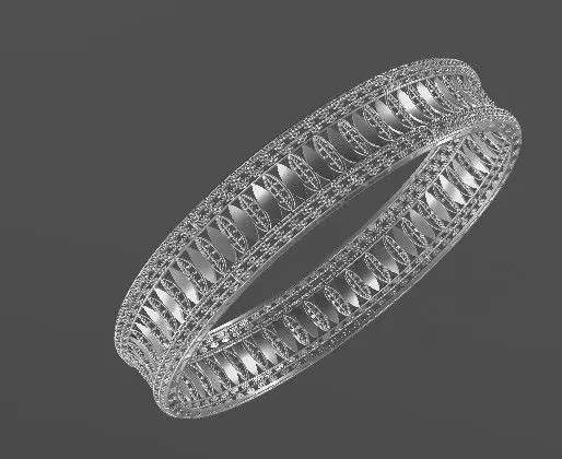 1162 Elongated Motif Band Bangle 11gm 3D print model_4