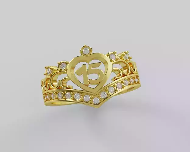 Ring 15 Years crown heart - Anillo 15 Corazon Corona