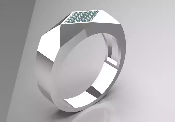 Man geometric design ring with blue gemstones model mr0237