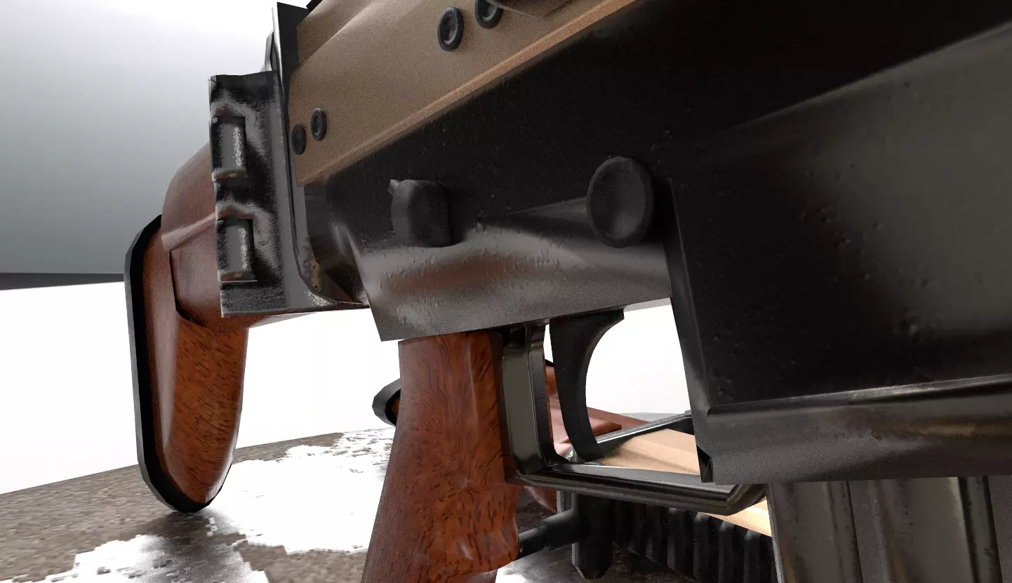 Realistic Assault Rifle Low-poly 3D model_3