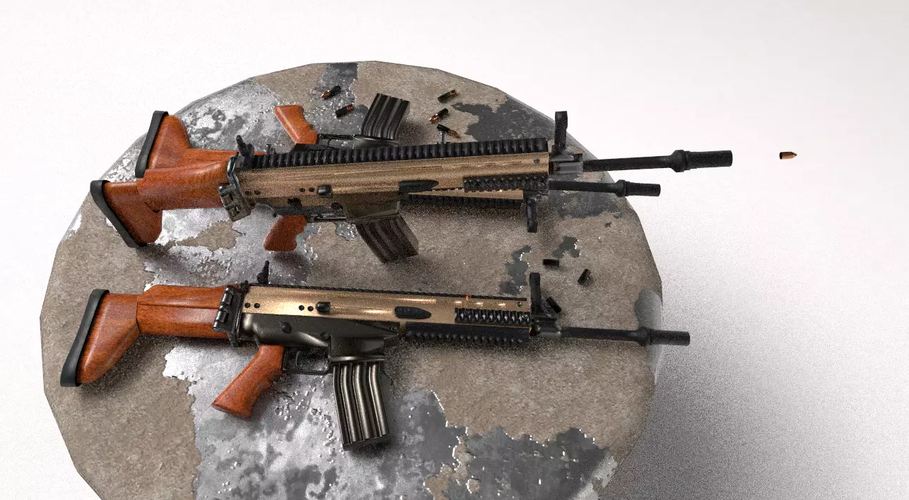 Realistic Assault Rifle Low-poly 3D model_2