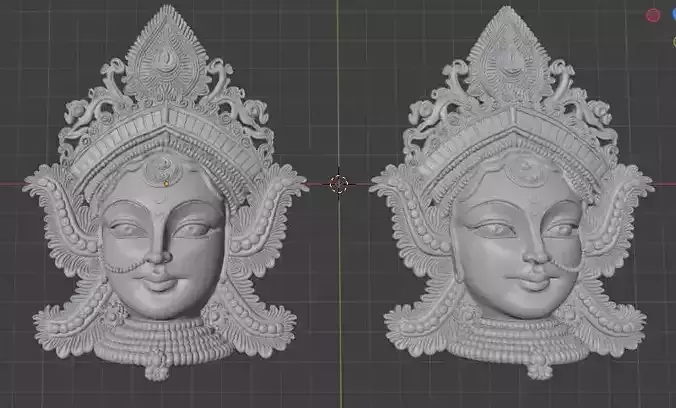 Durga Maa 3D Wall Art  Dual Nose Ring Version 3D print model