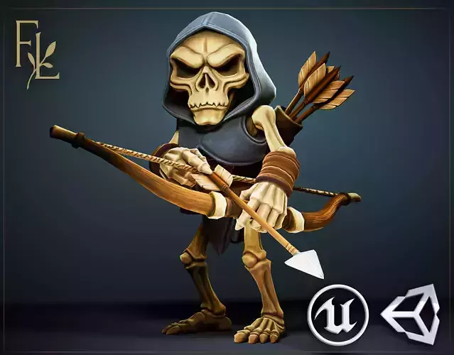 Skeleton Archer  - Game ready character Low-poly 3D model
