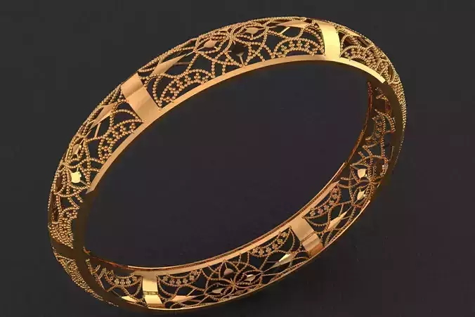 1156 Artisan Geometric Floral Bangle 12gm 3D print model