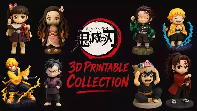 Demon Slayer Chibi Character Set 3D Printable Collection 3D print model