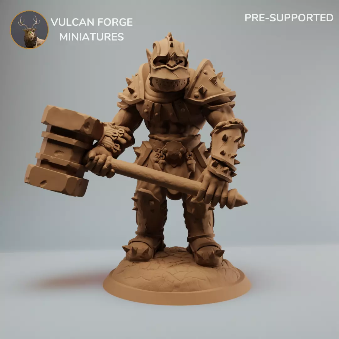 Orc Warrior with Hammer Heavy Orc supported 3D print model