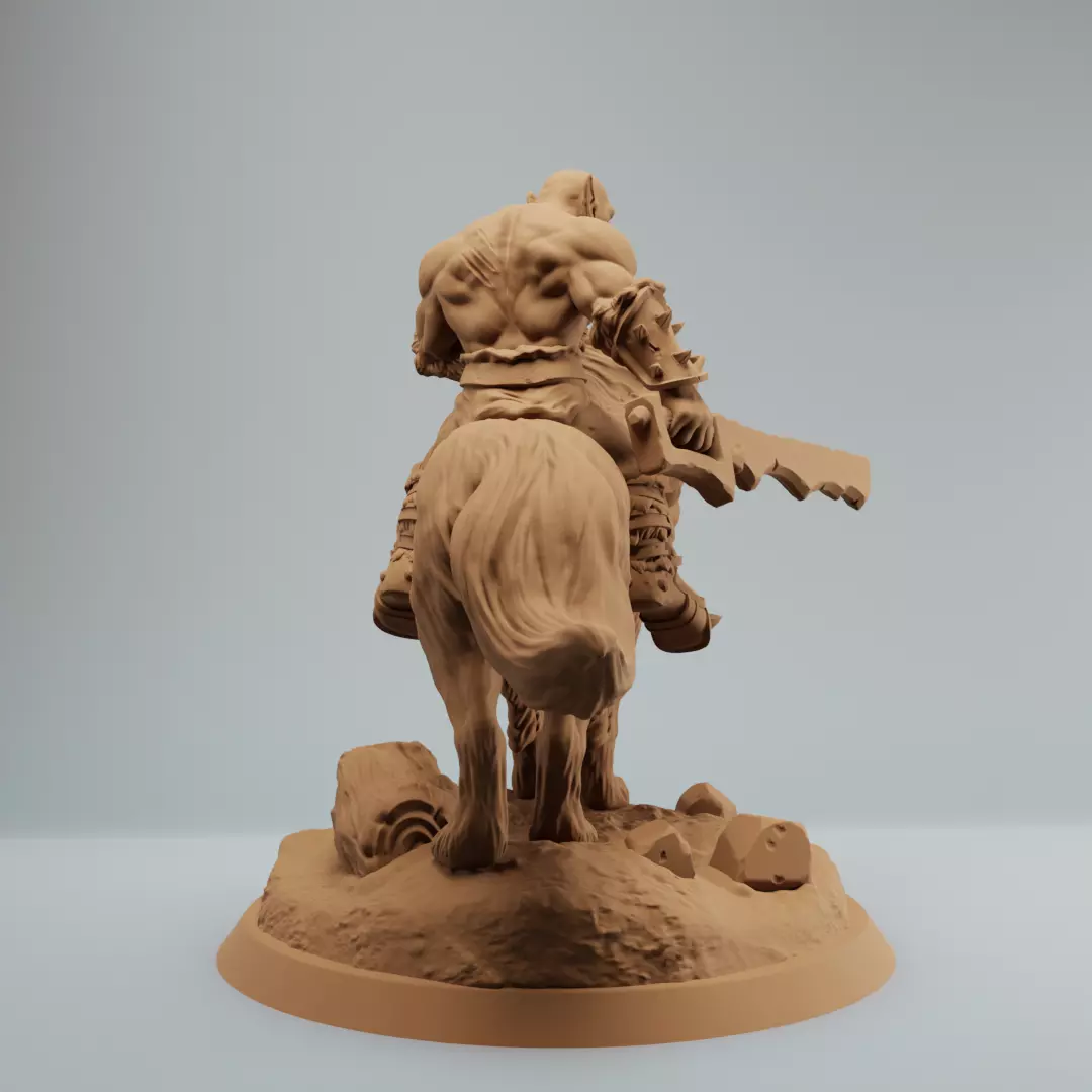 Orc Rider on Dire Wolf Supported 3D print model_3