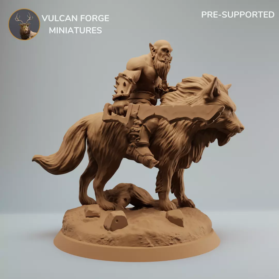 Orc Rider on Dire Wolf Supported 3D print model_0