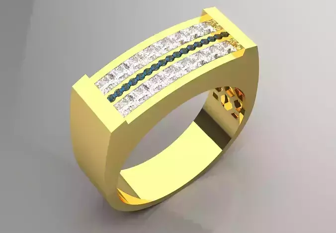 Modern design man ring with diamonds and rubies model mr0238