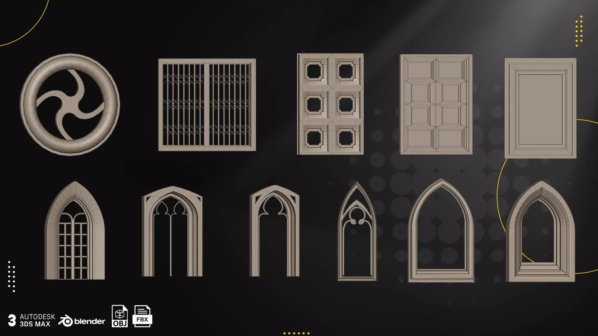 Gothic Window Pack Low-poly 3D model_2