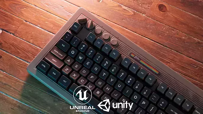 Mechanical Keyboard - Gaming Keyboard - Wireless Keyboard- RETRO Low-poly 3D model