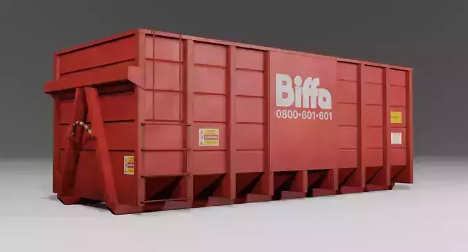 Low Poly Biffa Waste Container Big Low-poly 3D model