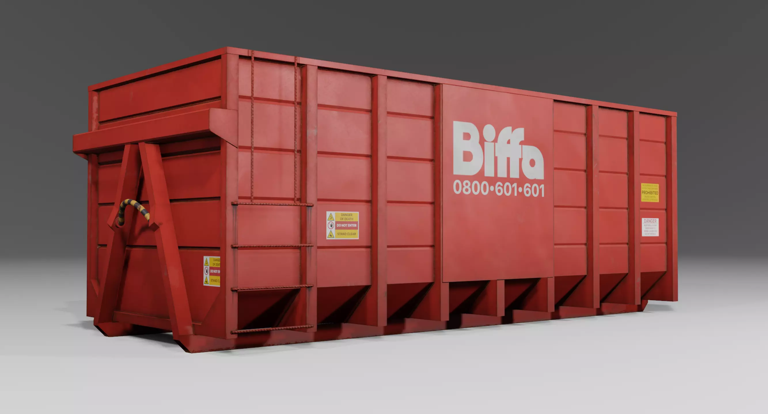 Low Poly Biffa Waste Container Big Low-poly 3D model_0
