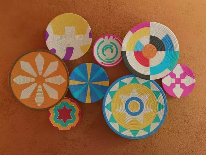 Platos Decorativos para Pared de Yute con Colores Mexicanos